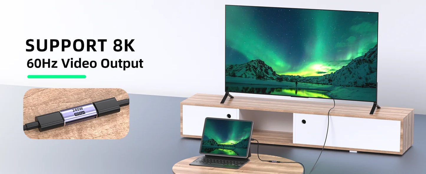 USB C Female to Female Adapter with PD 240W 40Gbps 8K 60hz Video Compatible for Thunderbolt 4/3, MacBook Pro/Air,iPad, USB-C HUB