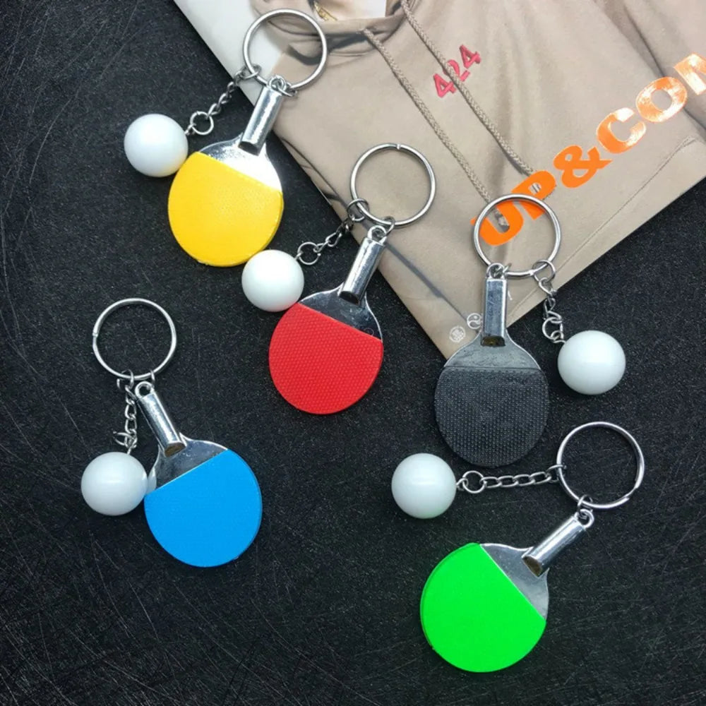 Fashion Simulation Table Tennis Keychain PVC Creative Mini Ping Pong Key Ring Backpack Pendant Car Accessories Sports Club Gift