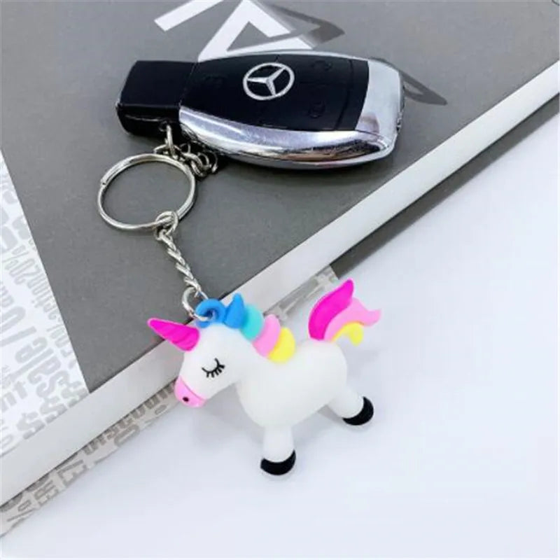 WKOUD Cute Fairytale PVC Unicorn Keychain Multi-style Horse Key Rings Holder Alloy Key Chain For Women Girls Gift Jewelry