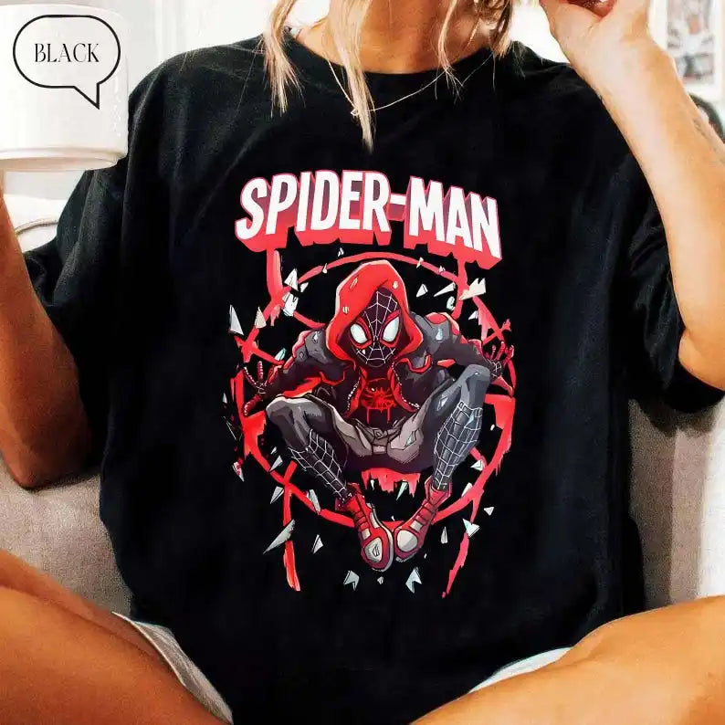 Spider Man Miles Morales Shirt Superhero Vintage T-Shirt Spiderman Comic Style Gift Gif for Birthday Disneyland Tshirt