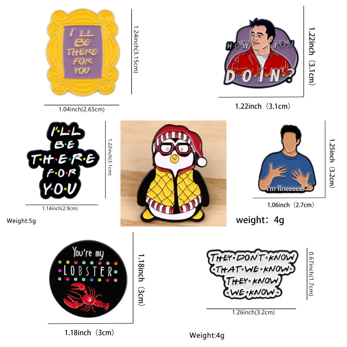 Friends TV Shows Enamel Pin Women's Brooch Cute Lapel Pins for Backpacks Jeans Brooches Adorn Jewelry Accessories Gift