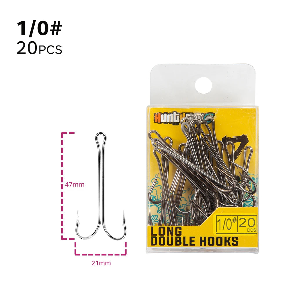 HuntHouse Double Fishing Hook Soft Lure Stainless Steel Weedless Super Sharp 1# 2# 4# 6# 1/0 2/0 3/0 Saltwater Fish Tackle