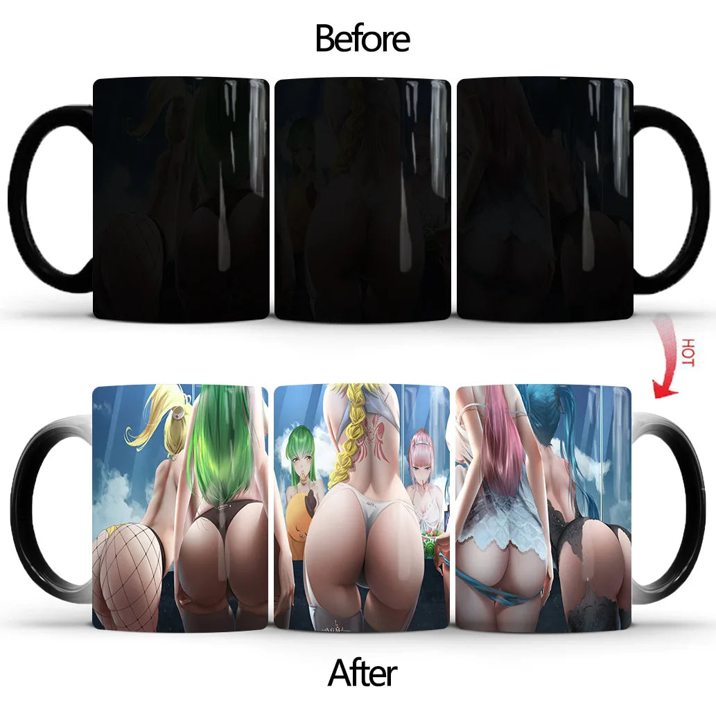 Anime Sexy Bikini Girls Color Changing Mugs Beauty Ceramic Magic Mug Erotic Heat Sensitive Coffee Cup Eroticism Tea Cup Novelty