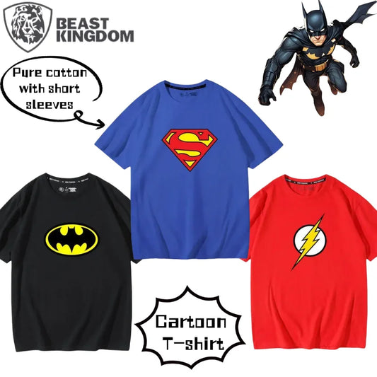 BeastKingdom Batman Superman Wonder Woman The Flash Cartoon Anime Peripheral T-shirt Creative Summer Loose Casual Short Sleeve