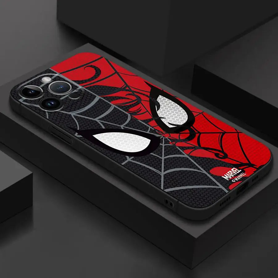 Marvel Spiderman Phone Case for iPhone 14 Pro 11 Pro 15 ProMax XS Max 7 8 Plus 13 Mini 12 16 SE XR Black Soft Cover
