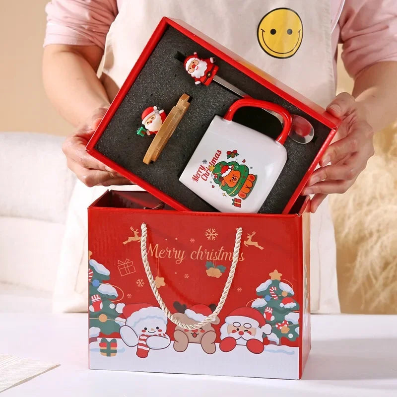 Mug Gift Box Ceramic Mug  Christmas Gift Ceramic Mug with Lid with Spoon Set Cup Cup Coffee Cup Christmas