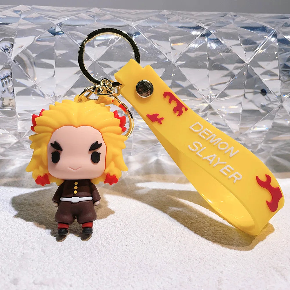Anime Demon Slayer Pendant Keychain Cute Kamado Tanjirou Rengoku Kyoujurou Keychain Cosplay Keyring Souvenir Gift