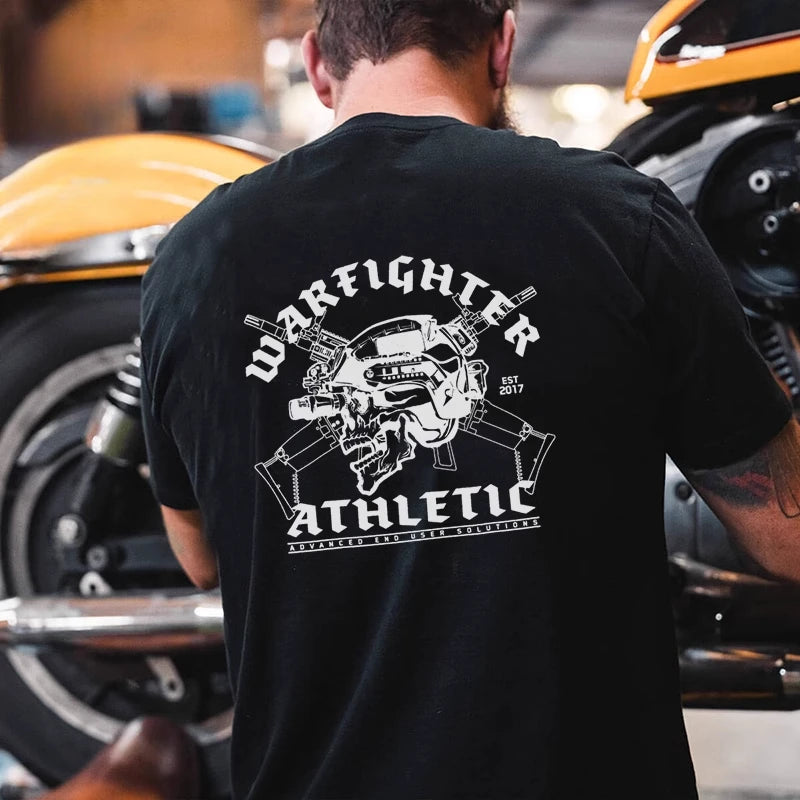 Tactical Helmet Skull T-Shirt 100% Cotton O-Neck Short Sleeve Summer Casual Mens T-shirt Streetwear