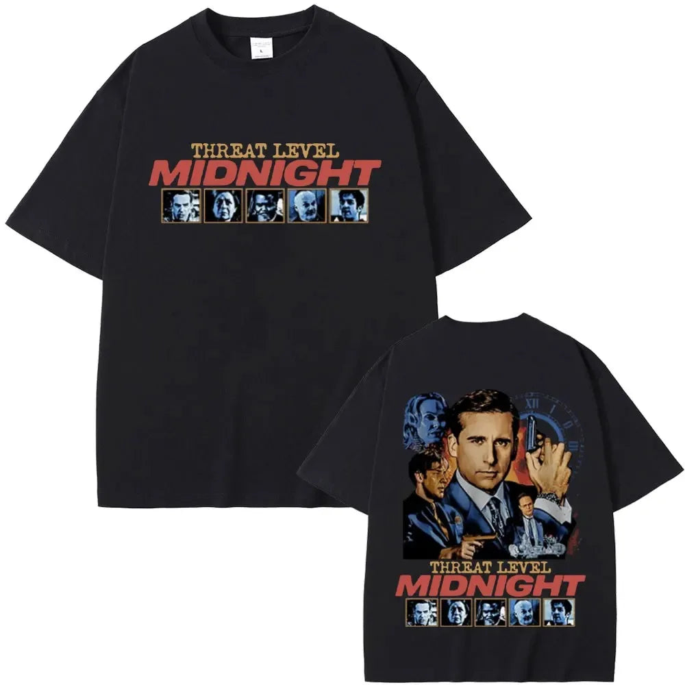 Threat Level Midnight Michael Scott Homage T-shirts Tv Series The Office Dwight Schrute Jim Halpert T Shirts Men Vintage T-shirt