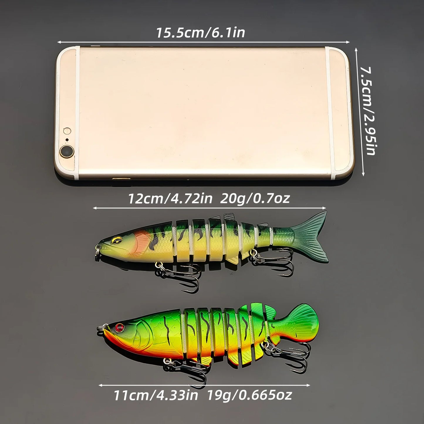 ANFS Fishing Lure Kit of 3piece, Jointed Bait Fishing Lures Assorted Design with Storage Box, Cool Fishing Stuff for Angler