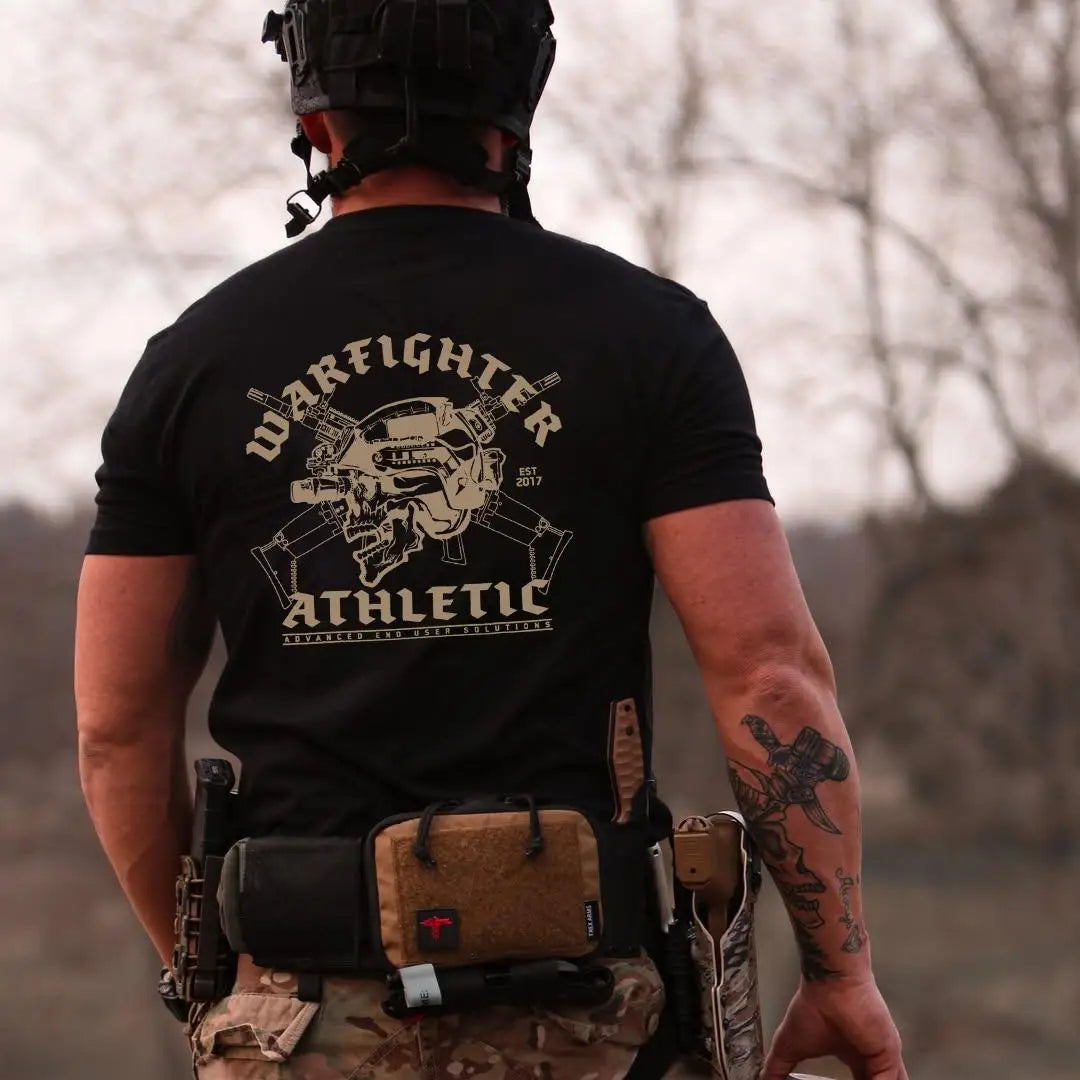 Tactical Helmet Skull T-Shirt 100% Cotton O-Neck Short Sleeve Summer Casual Mens T-shirt Streetwear