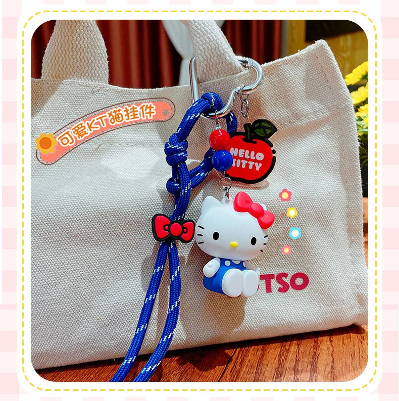 NEW Kawaii Sanrio Hello Kitty Doll Keychain Cartoon Cute PVC Car Key Anti-Lost Pendant Backpack Pendant Birthday Gift