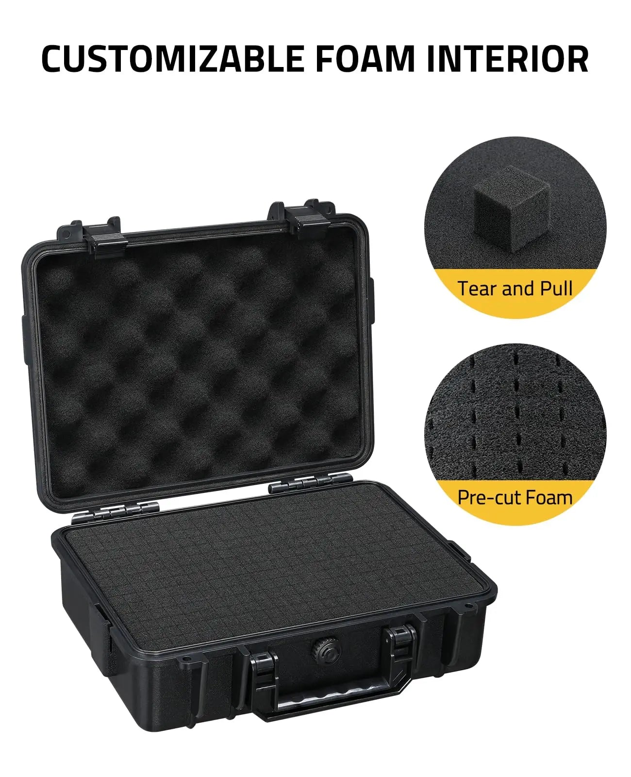 CVLIFE Gun Case Handgun Cases Hard Shell Case with Customizable Pre-cut Foam Insert Waterproof Handgun Box for Travel Outdoor