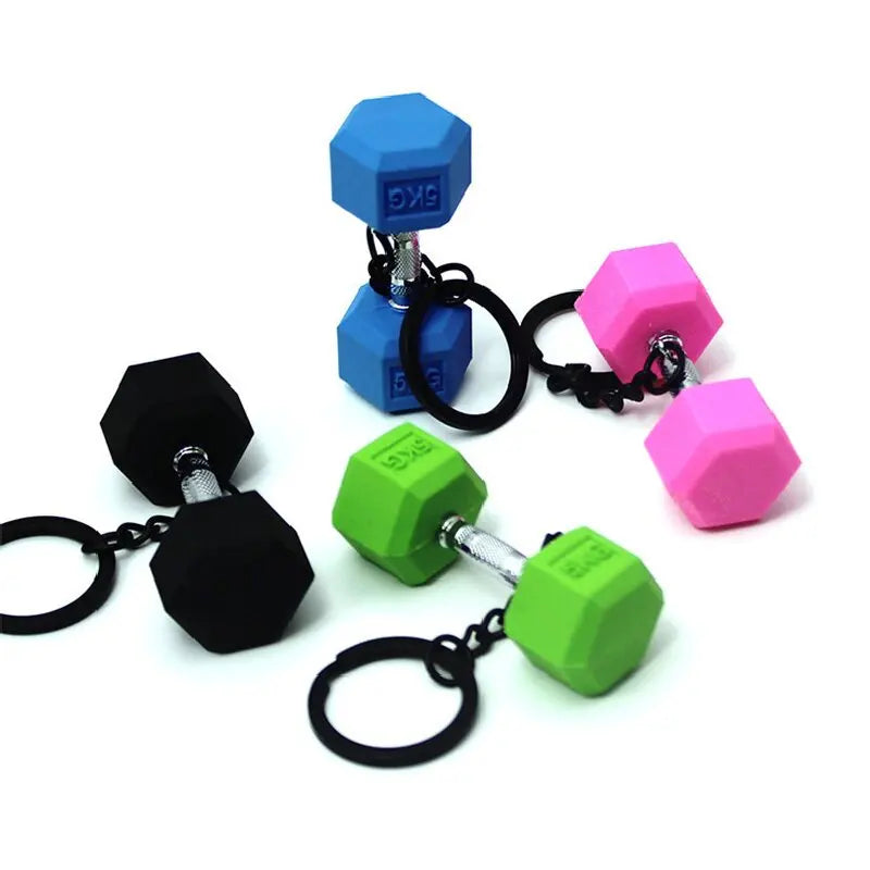 pvc dumbbell keychain key ring creative car key chain sports keychain key holder portachiavi chaveiro llaveros hombre bag charm