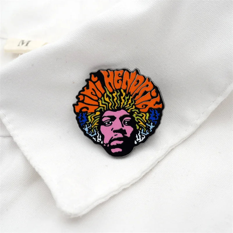 Rock Singer Jimi Hendrix Badge Great Electric Guitarist Lapel Pin Hip Hop Punk Jewelry Fan Collection