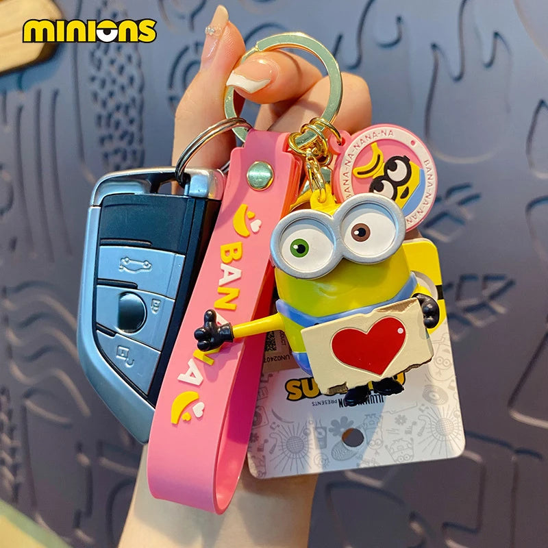 Cute Minion Keychain Cartoon Creative Exquisite Anime Doll Keychain Couple School Bag Pendant Accessories Gift