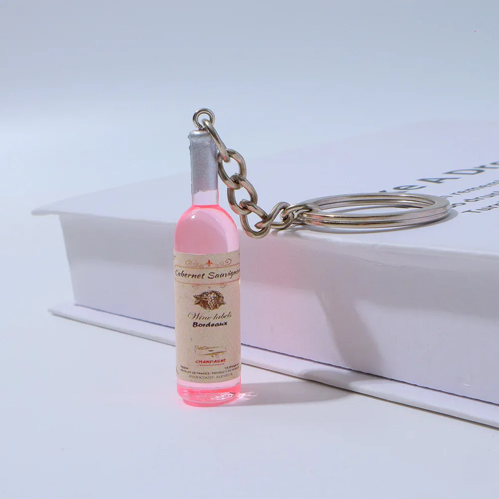 1PC Trendy Acrylic Simulated Wine Bottle Keychain for Man with Cool Charm, Decorative Accessory for Keys,Bags & Backpacks Gift