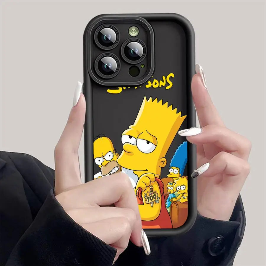 Funny Cartoon SimpsonS Phone Case for iPhone 15ProMax 13 Mini 12 Pro 16 11 Pro SE XS Max 8 7 XR 14 Plus Soft Cover Luxury