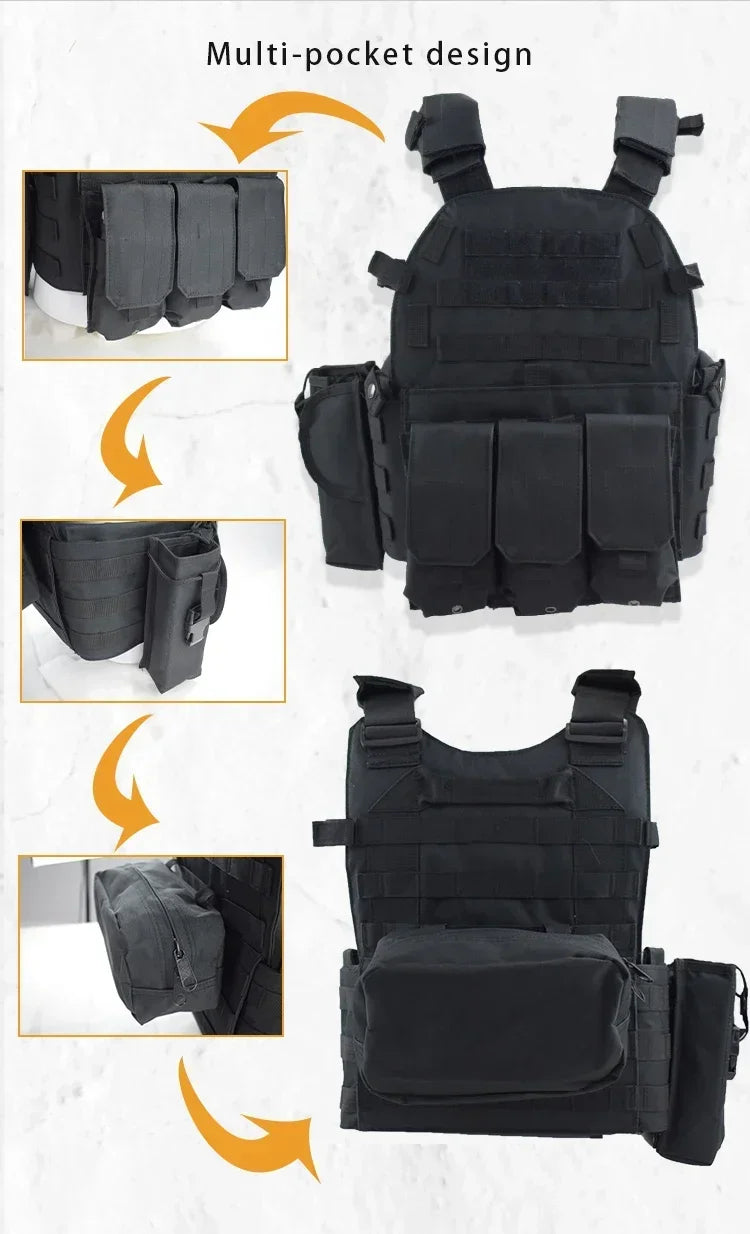 6094 Military Tactical Vest Body Armor Combat Army CS Gear Hunting Plate Carrier Airsoft Accessories Wargame Pouch Molle Vest