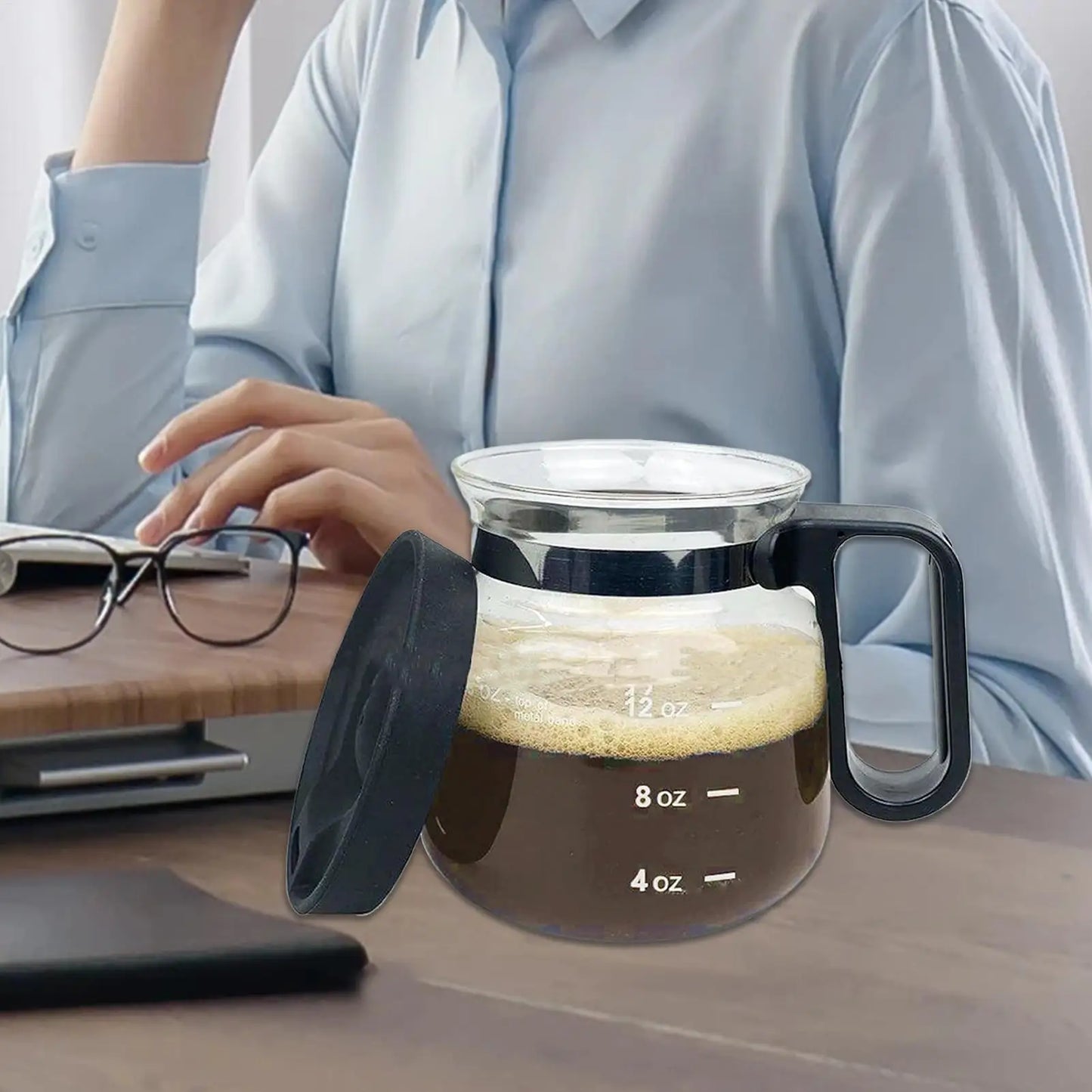 Clear Coffee Mug 16oz Glass Mugs for Hot Beverages Pot Drinking Cups with Lid for Hot Cold Beverage Milk Latte Cappuccino Water