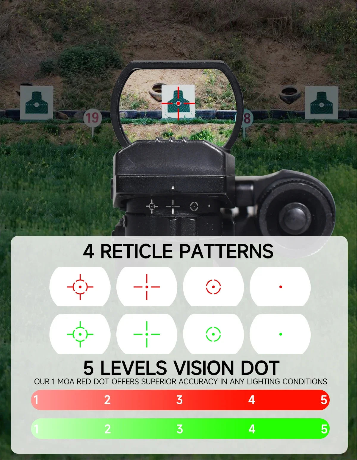 Tactical HD101 Red Dot Sight Series with Laser Combination Riflescope Optical Airsoft Adjustable Reflex 4 Reticle Scope Hunting