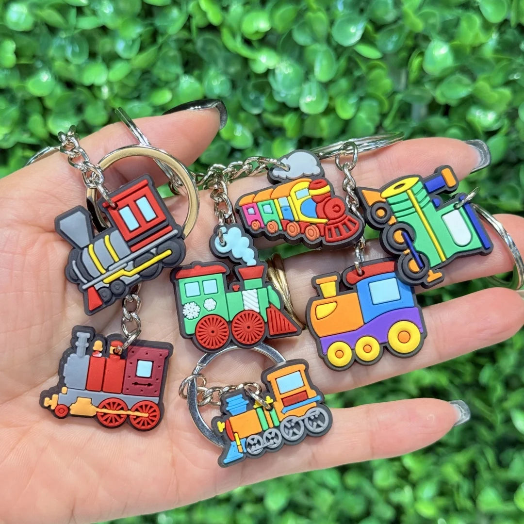 1PCS Keychain Train Cartoon Cute Keyring fit Car Key Accessories Woman Children Birthday Souvenir Friends Party Gifts