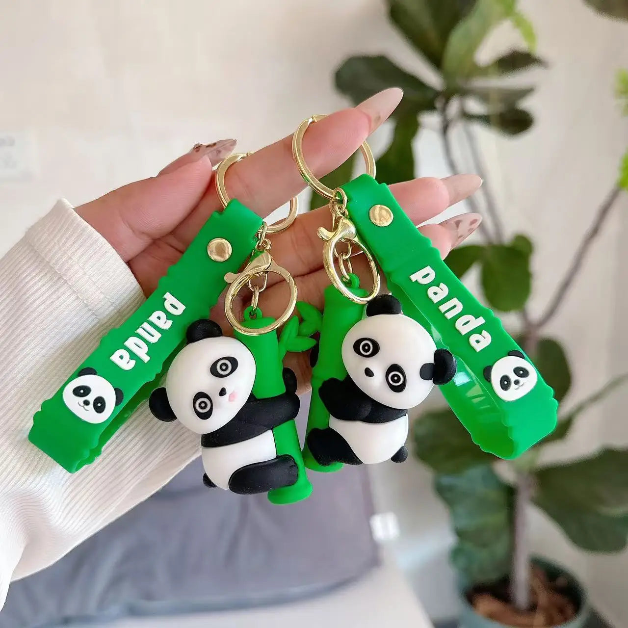 Cute Panda Keychain PVC Cartoon Keyring Creative Gift for Students Backpack Accessories