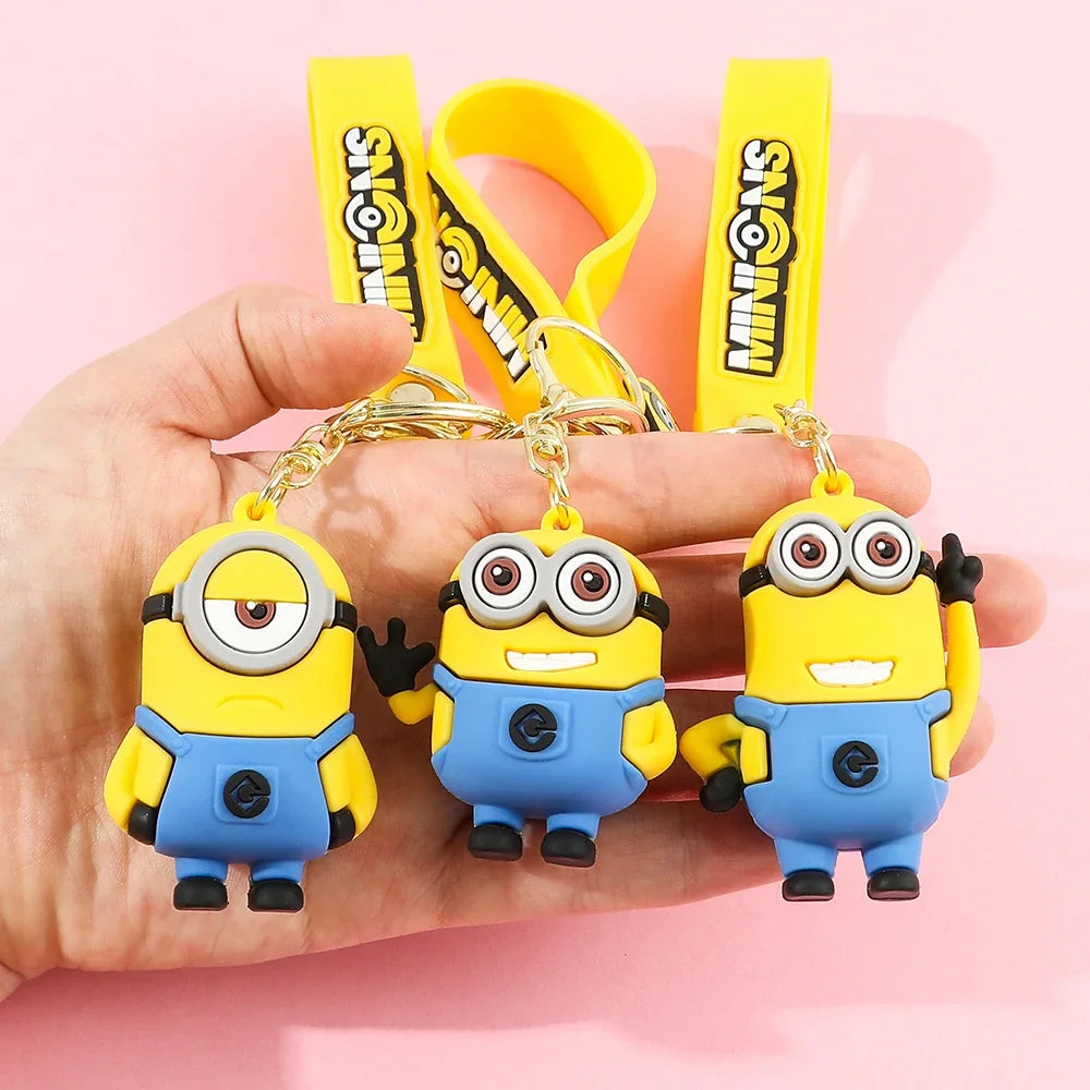 Cartoon Minions Keychain Kawaii Silicone Pendant Keyring Chinese Zodiac Cosplay Accessories for Car,Backpack,Keys