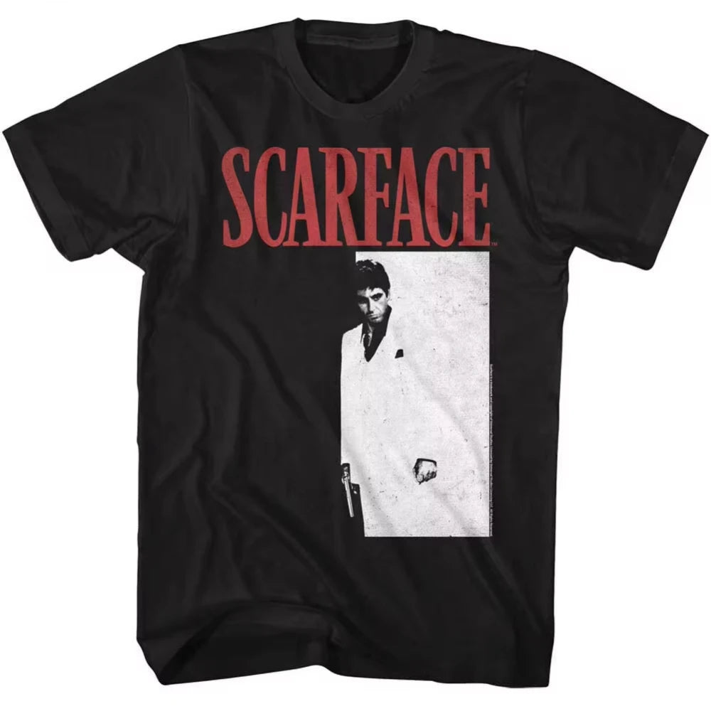 S-Scarface Al Pacino Classic Movie Tshirt Tony Montana Gangster Print Casual Loose Fit Mens Womens Tee Hip Hop Retro Streetwear
