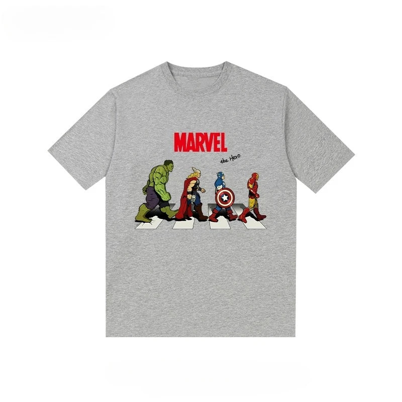 Marvel T-shirt Avengers Captain America Iron Man Summer Short Sleeve Cotton Print T-shirt 2025 Men Women Fashion Casual Tee Tops