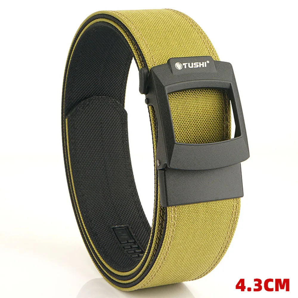 TUSHI 4.3cm Tactical Gun Belt for Men Multi-size 1100D Nylon Metal Automatic Buckle Police Military Belt Hunting IPSC Girdles