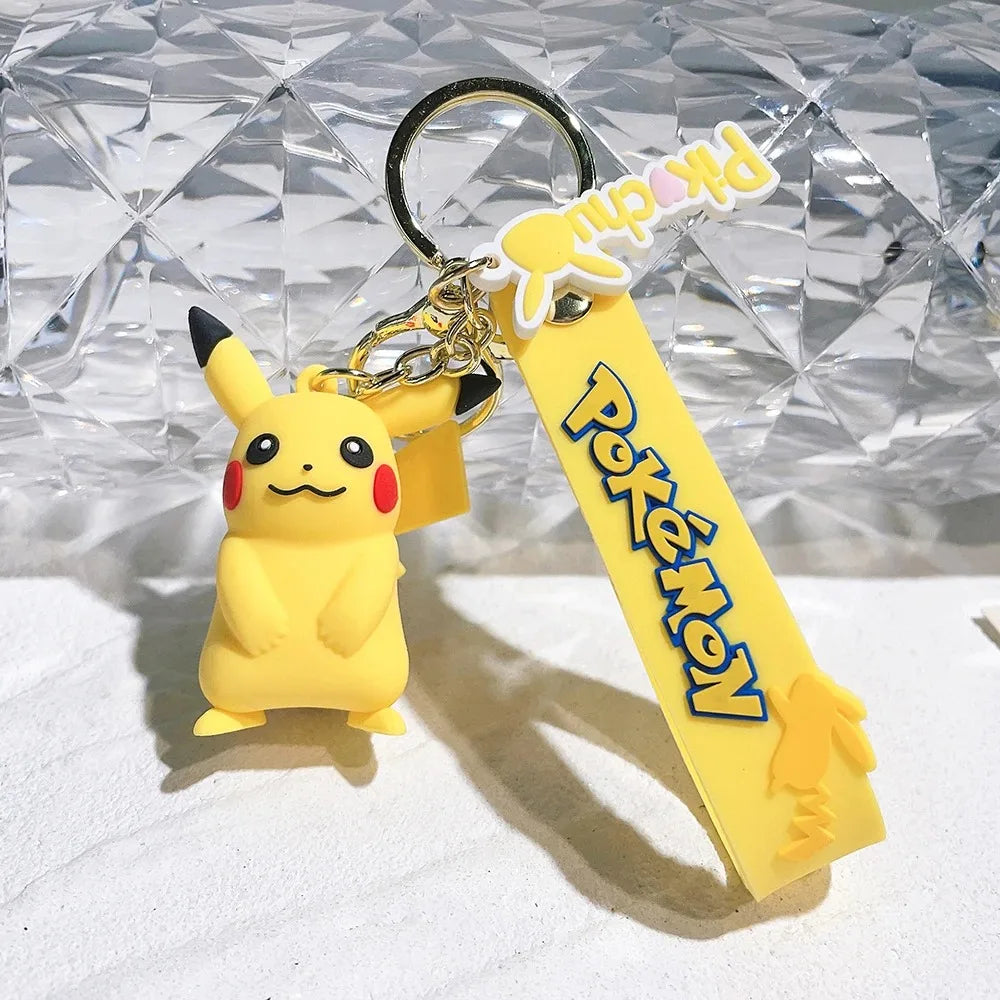 New Pokemon Pikachu Keychain Anime Cartoon Key--Chain Charmander Psyduck Fashion Keyring Pendant Accessories Toys--Kids Gifts