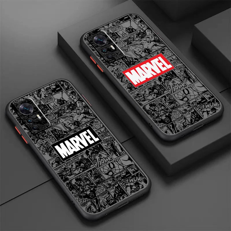 Marvel Avengers Logo Art Frosted Translucent For Xiaomi Mi 13 12 12T 11T 11 11i 10T 10 9T Pro Lite Ultra 5G Phone Case