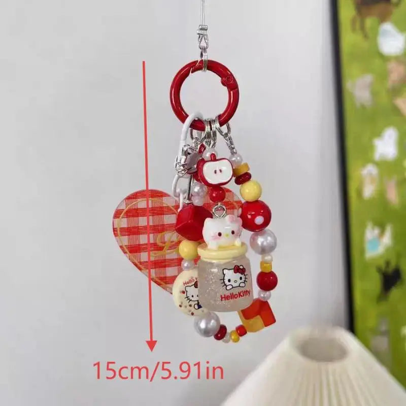 Kawaii Keychain Cute KT Cat Keyring School Bag Pendant Backpack Hanging Decoration Lovely Gifts