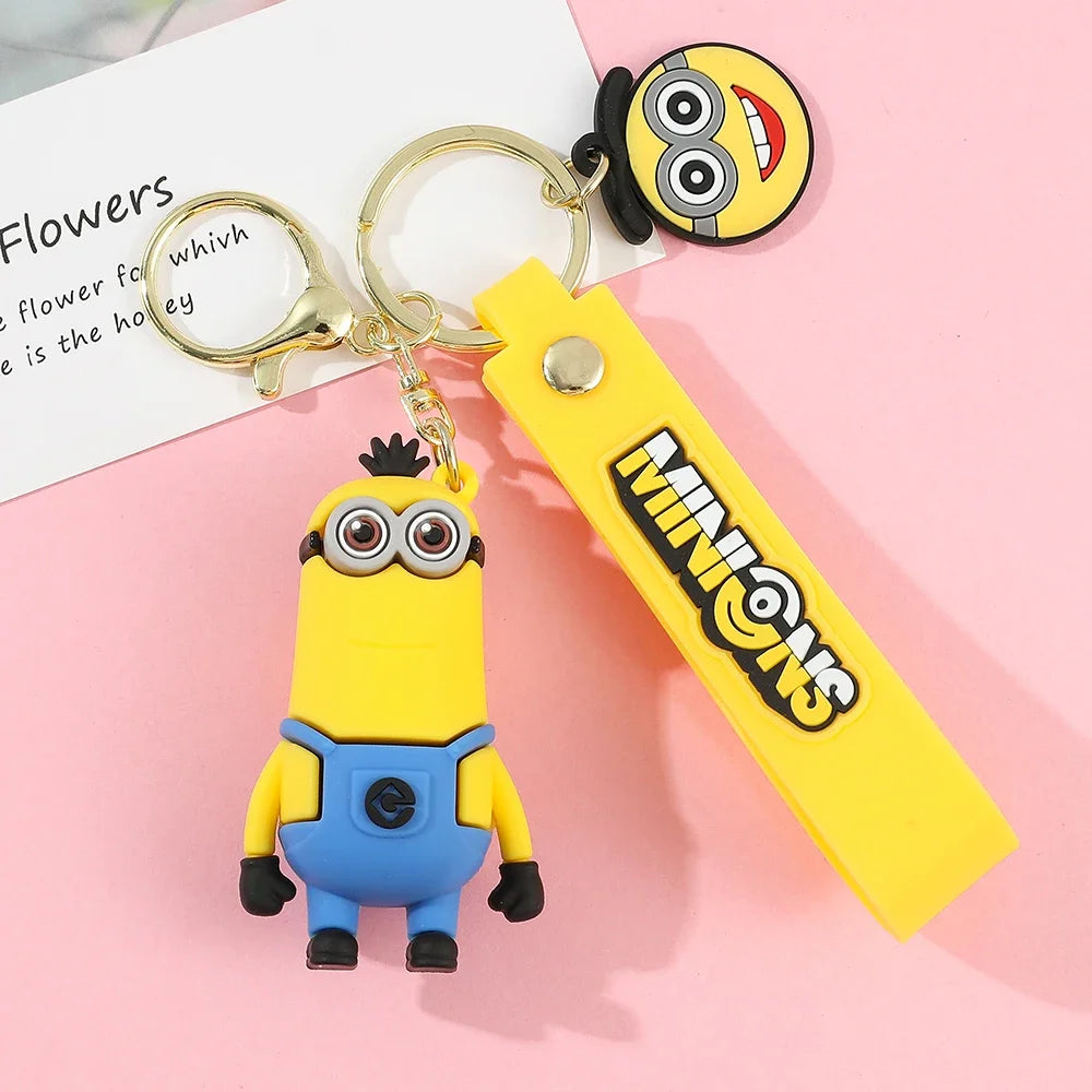Cartoon Minions Keychain Kawaii Silicone Pendant Keyring Chinese Zodiac Cosplay Accessories for Car,Backpack,Keys
