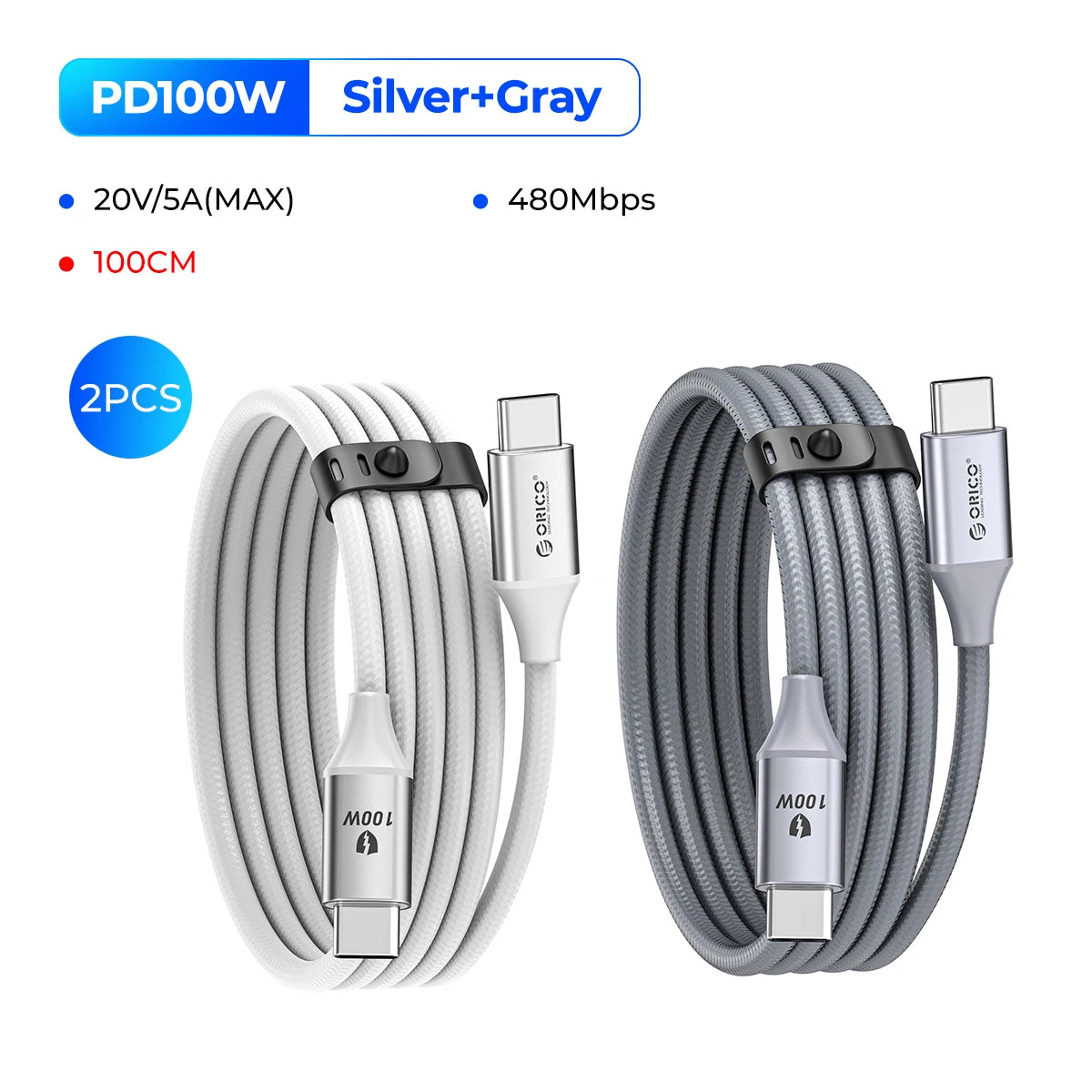 ORICO 100W USB C Cable Fast Charging Type C to USB C 20V5A Woven Design with Strip for iPhone15 Pro Max Huawei Mate 60 Xiaomi