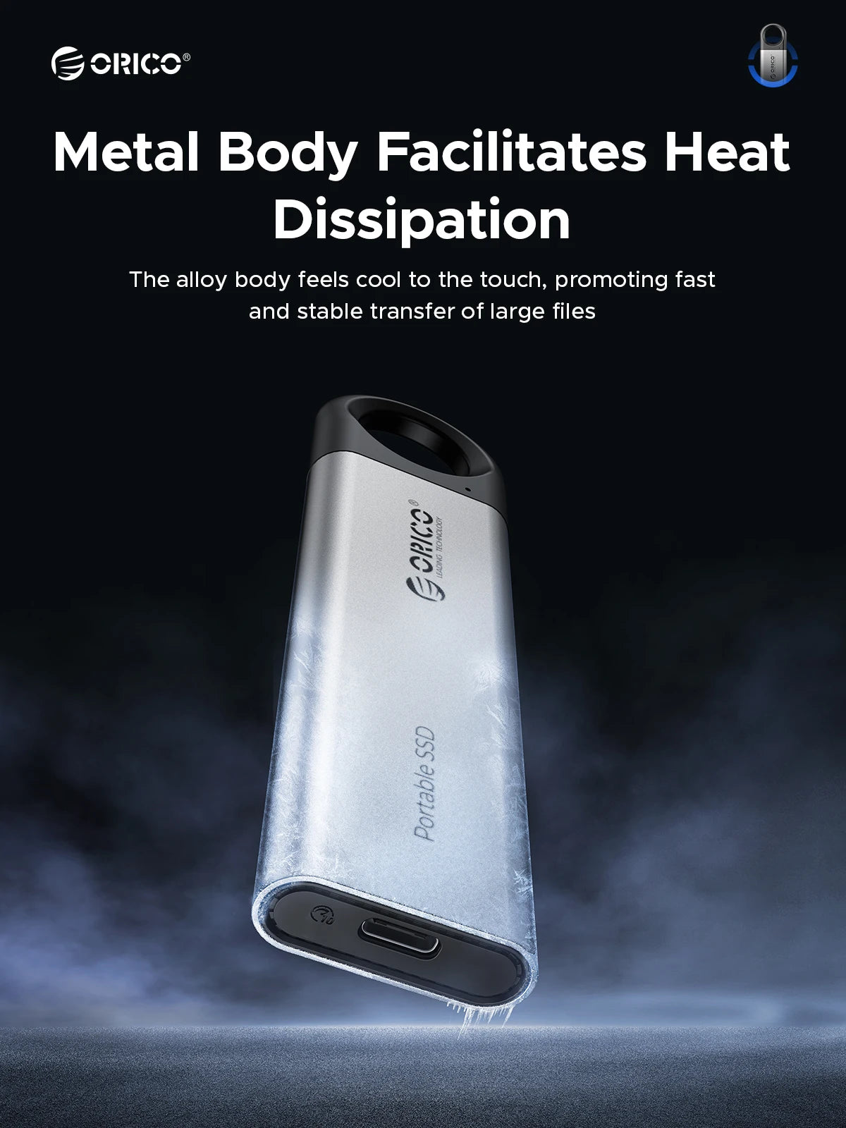 ORICO 1TB External SSD Up to 1050MB/s 550MB/s, Hanging Hole Design Portable Solid State Drive, USB C&A 2 in 1 Cable