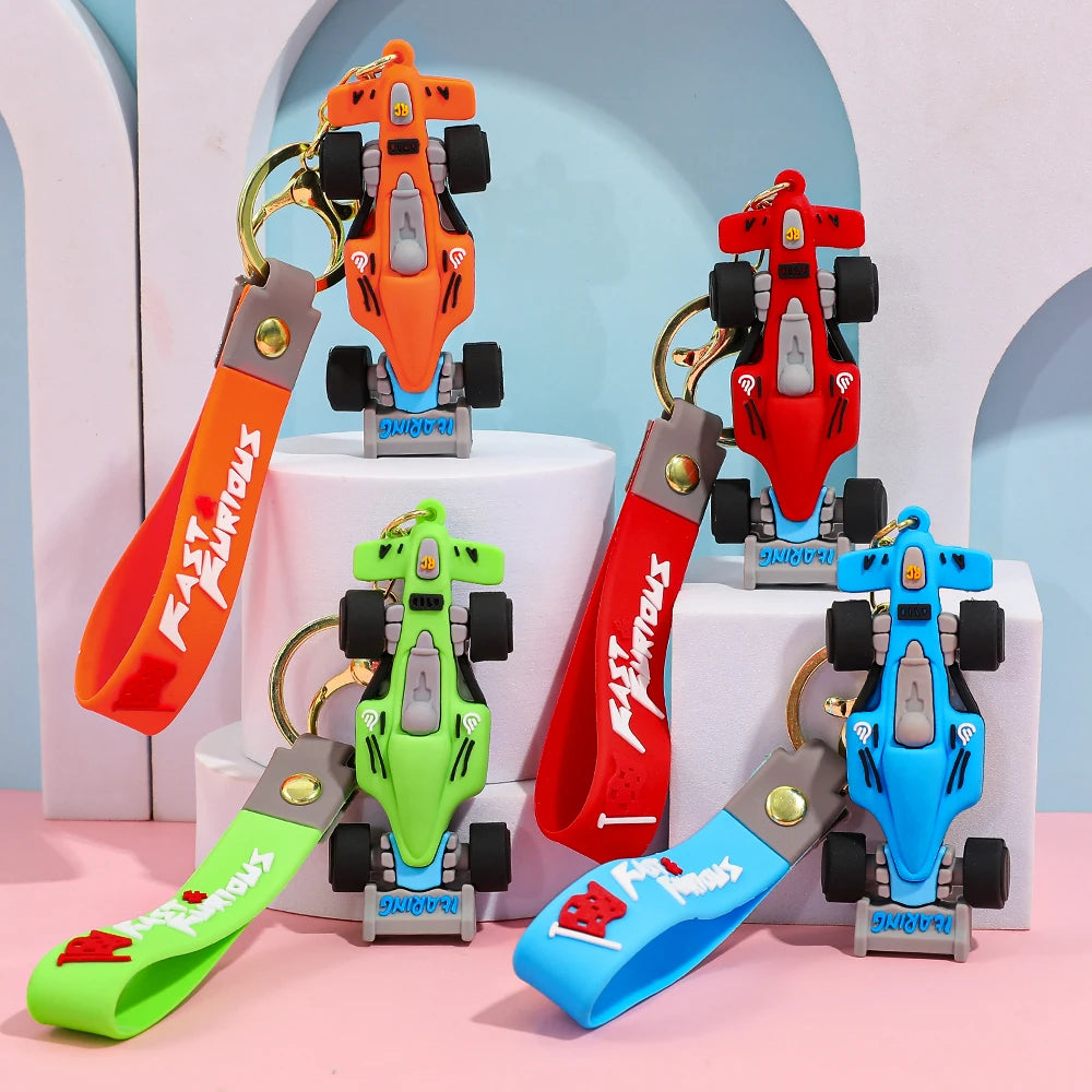 Formula Racing Car PVC Keychain, F1 Style Keychain Soft Rubber Key Ring, Motorsport Keychain for Men Women Racing Enthusiasts