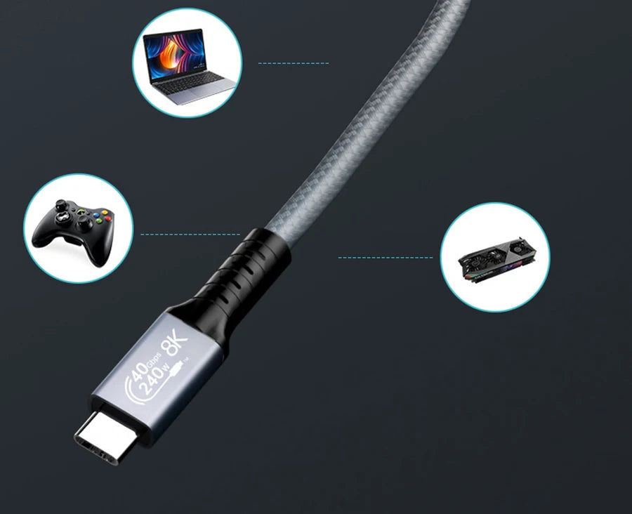 UGOURD USB4 Cable 40Gbps 240W Thunderbolt 4 Type C Fast Charging Cable Thunderbolt3 USB C to C Data Transfer  Cable For eGPU