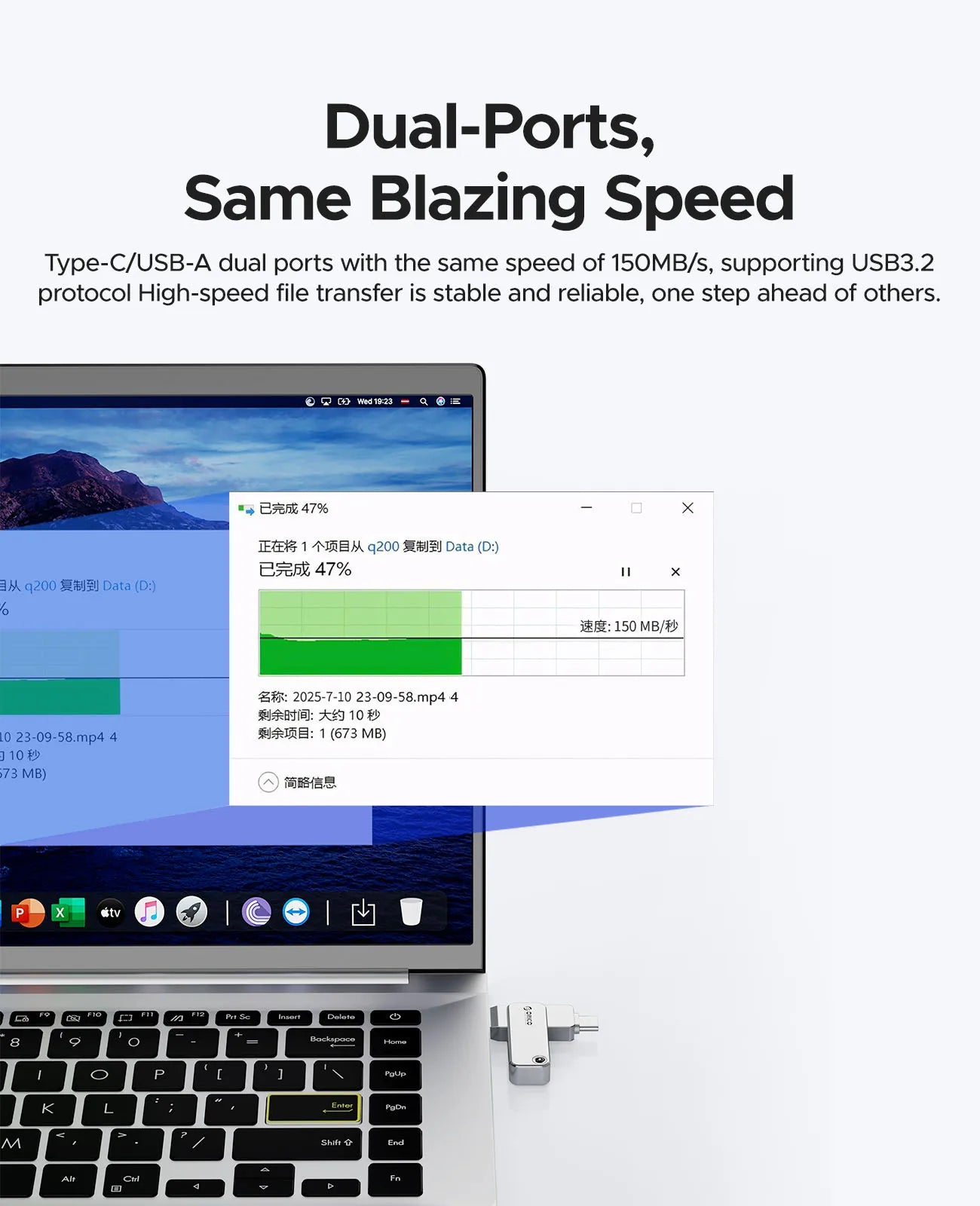 ORICO 2 in 1 Dual Flash Drive High Speed Pen Drive OTG Type C USB A Dual Interfaces for MacBook Android