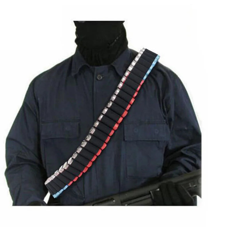 Tactical 27/30 Rounds Shotgun Bandolier Belt Adjustable Shotgun Shell Carrier Ammo Pouch Holder for 12 Gauge Hunting Accessories