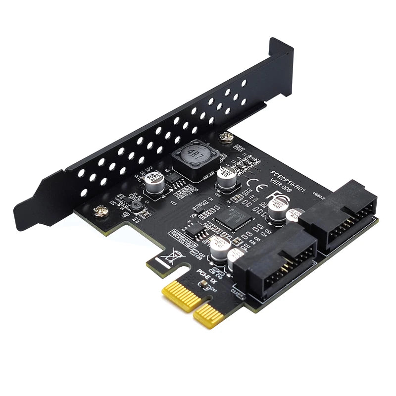 PCI-e to 2 Ports 19Pin USB 3.2 Gen1 5Gbps Riser Card PCIe to Dual Internal 20Pin PCI Express Card Converter Adapter for Computer