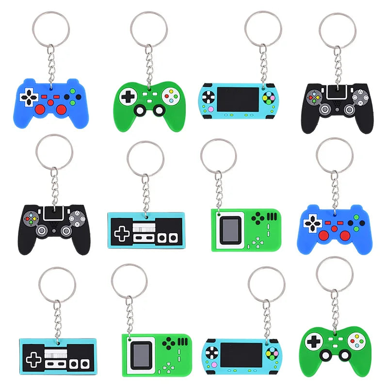 6/12/24Pcs Video Game Machine PVC Keychains Kids Birthday Party Favors Gift for Guest Goodie Pinata Fillers Backpack Pendant Toy