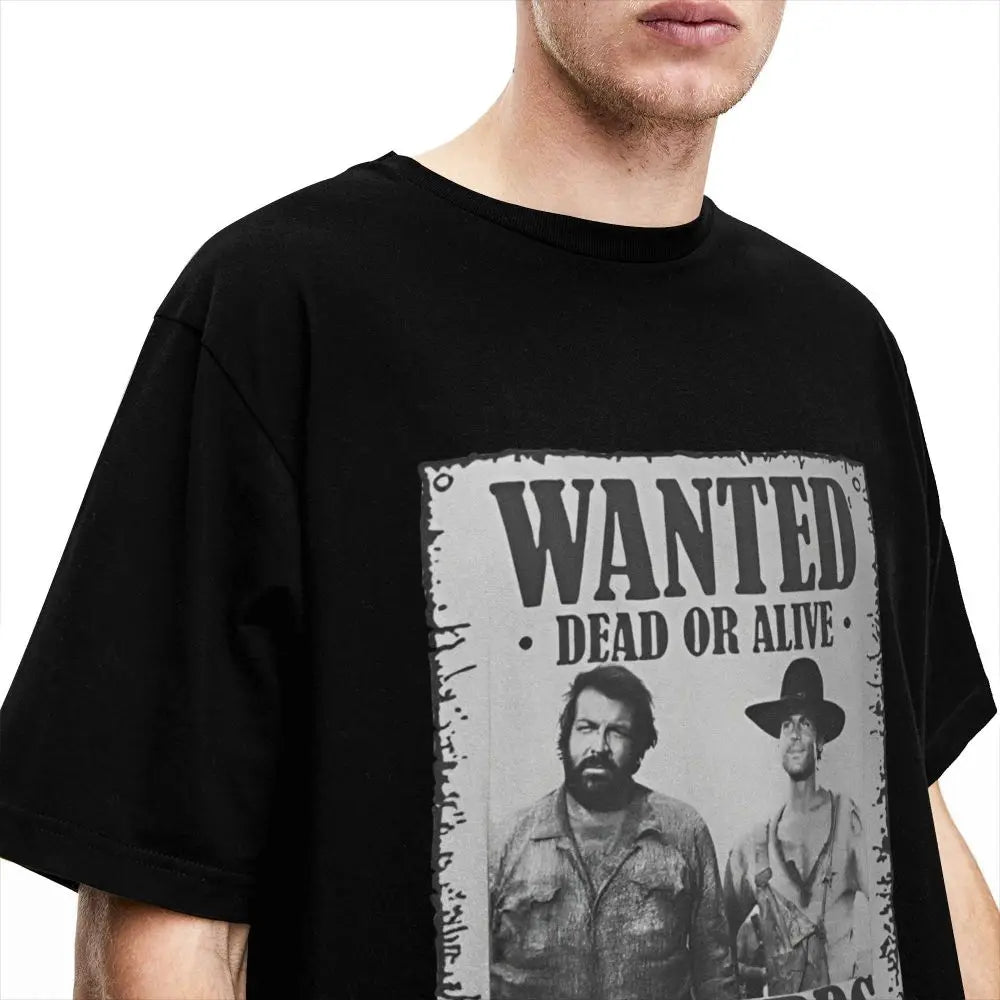 Bud Spencer Terence Hill Wanted Lo Chimavano Epic Movie T-Shirt Actor T Shirts Cotton Tshirt For Men Short Sleeves Casual Tops