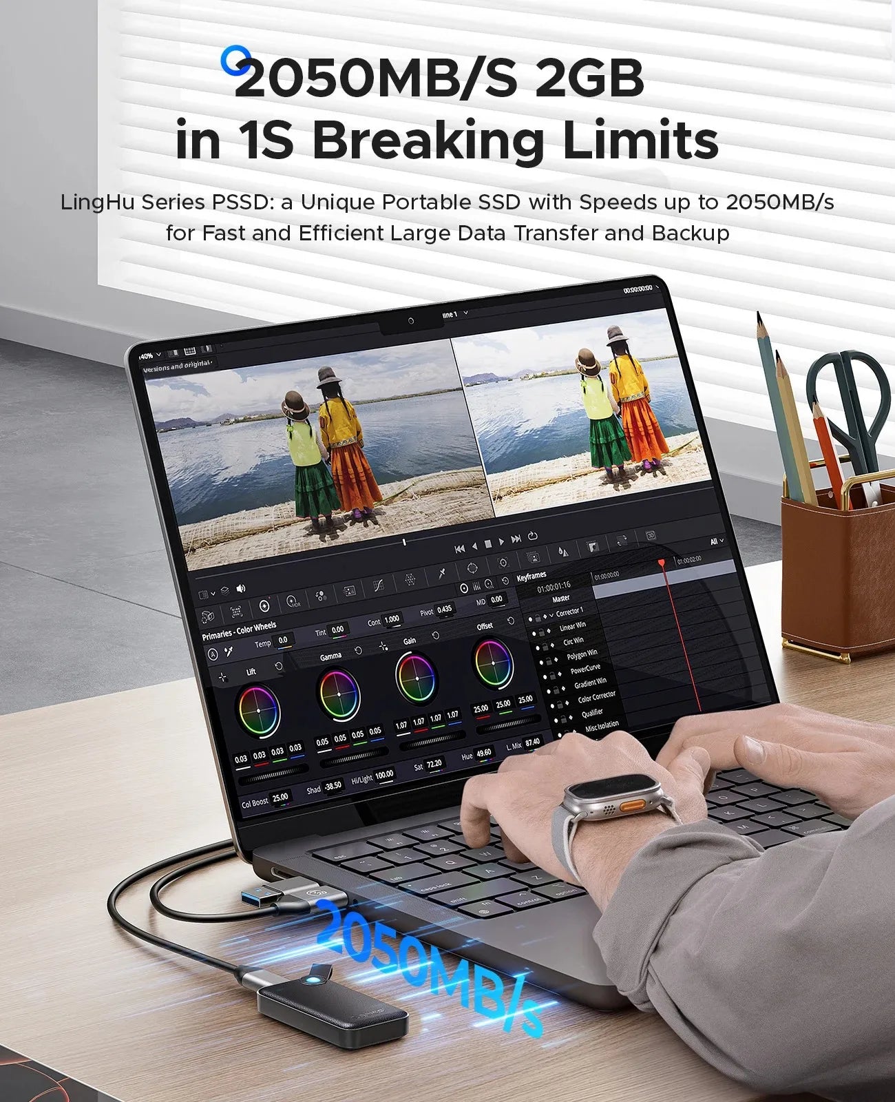 ORICO 2TB Portable SSD Up to 2000MB/s USB 3.2 Gen 2x2 Ultra-Mini Compact with 2 in 1 USB C Cable, External Solid State Drive