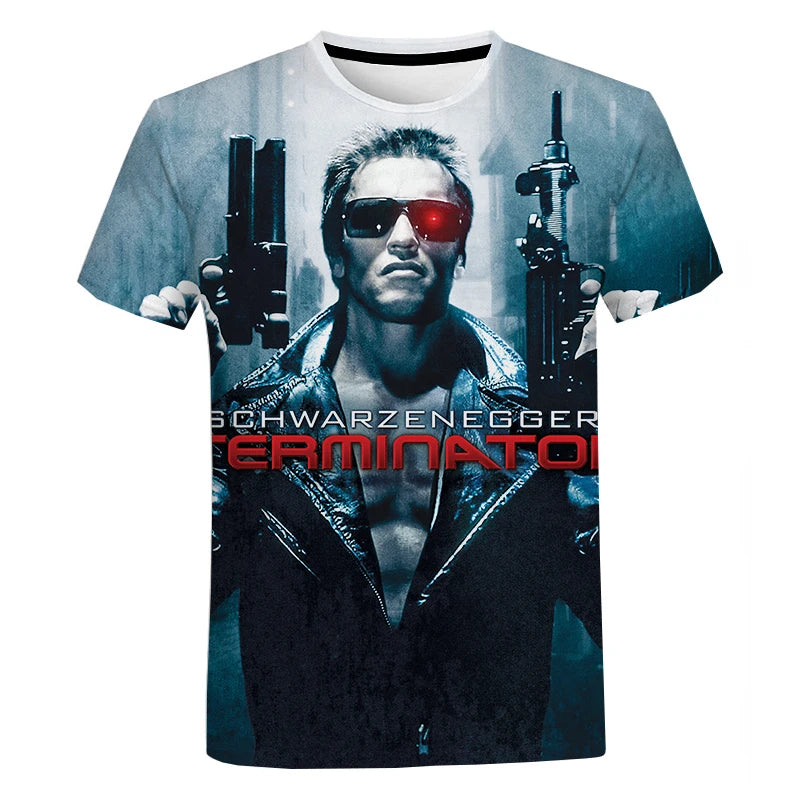 Movie Terminator T-Shirts Male 3D Print Men Women Fashion Short Sleeve O-Neck T Shirt Oversized Streetwear Kids Y2k Top Clothing