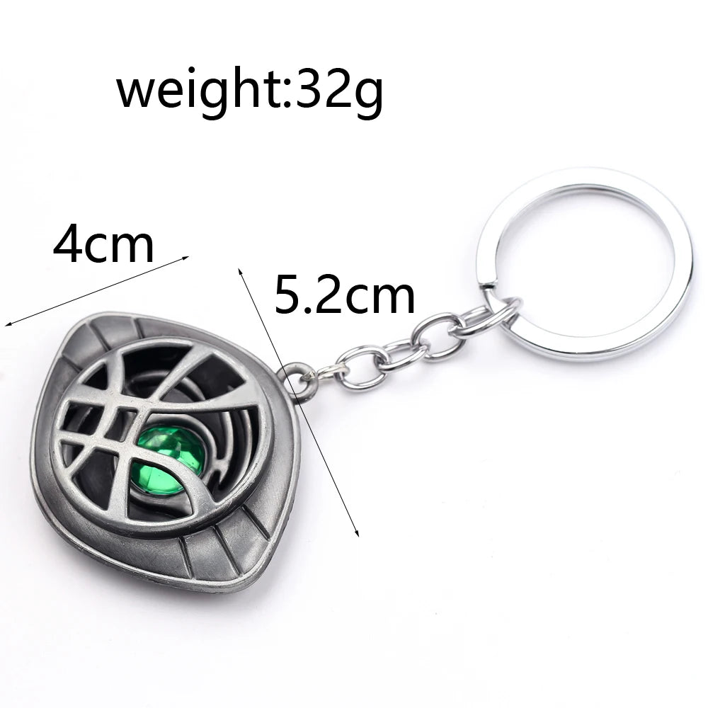 Marvel Avengers Doctor Strange Keychain Retro Unlimited Time Stone Pendant Keyrings Men Women Car Bag Key Holder Jewelry Gifts
