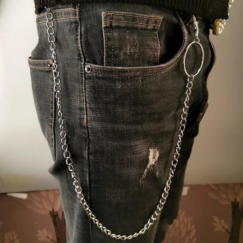 Metal Belt Chain HipHop Rock Punk Hook Trousers Pant Waist Link Metal Wallet Chain Keychain Ring Clip Keyring Jewelry