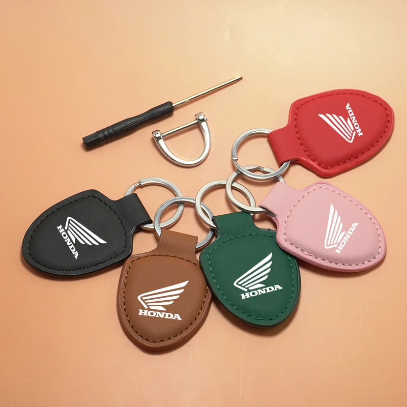 Leather Car Keychain Promotional Gift with Logo Keychain Accessories for Honda Cb400 Cb650 Motorcycle Keychain Car Accessories