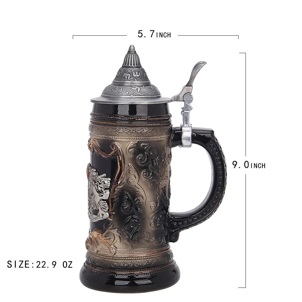 600ml Beer Mugs Big Capacity Germany Geographical Sign Classical  Beer Mug 3D & Resin Steel Stainless Tankard Cup Best Fans Gift